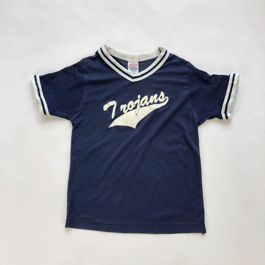 【レア】80s FABKNIT USA製 フットボールシャツ ネイビー