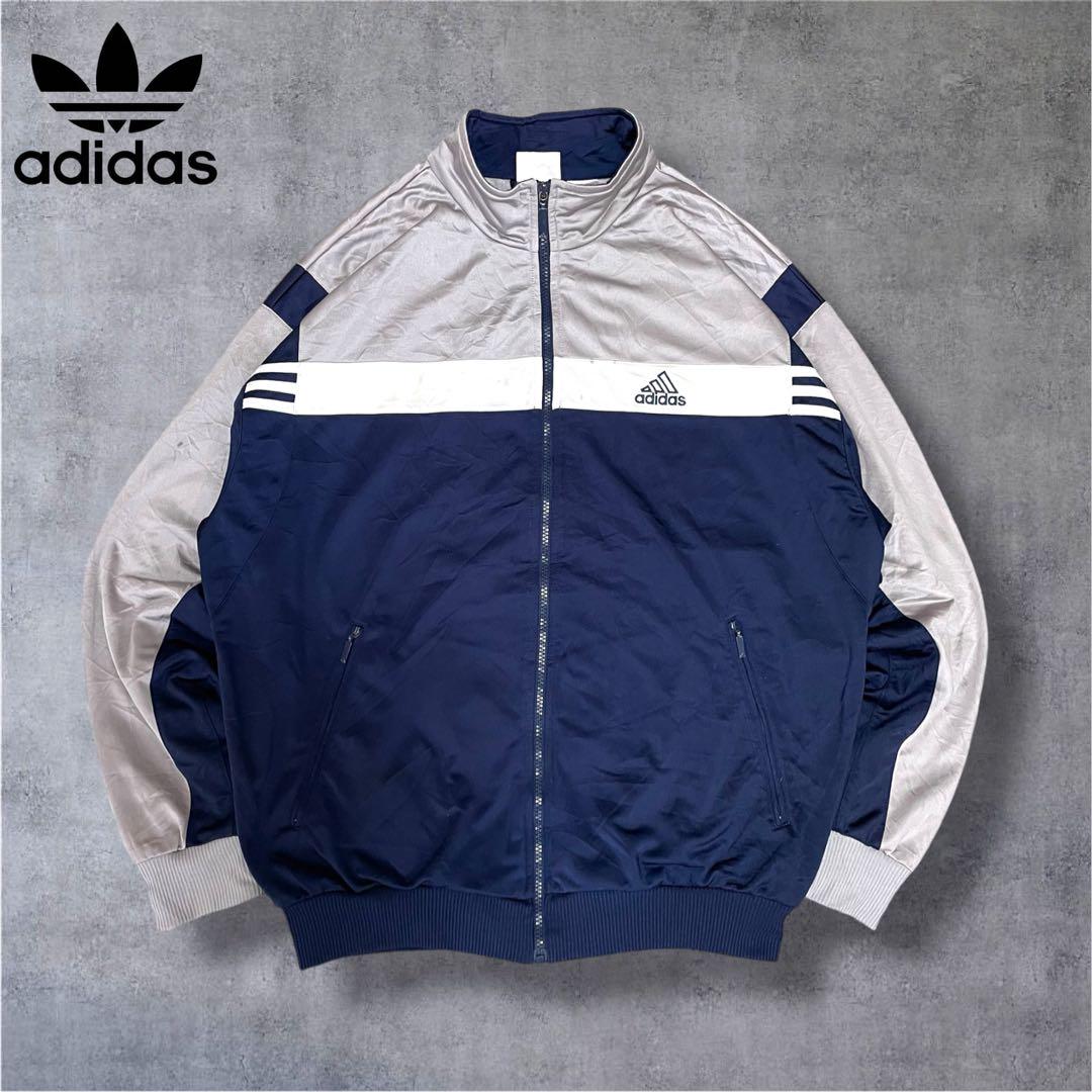 adidas 古着 ジャージ トラックジャケット 刺繍ロゴ ゆるダボ
