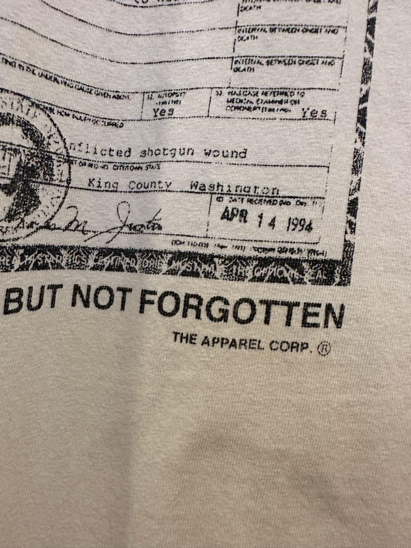90s NIRVANA カートコバーン 死亡診断書 Tシャツ