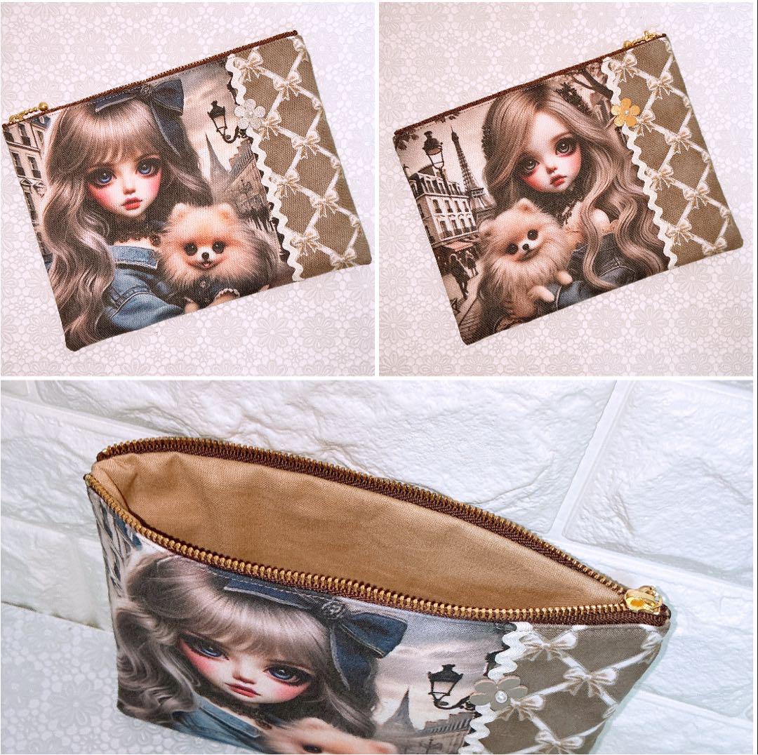 フラットポーチ＆エコバッグ♡ポメ＆レディ
