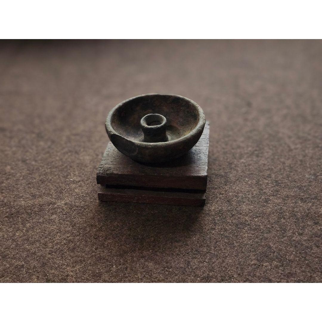 古道具 古い燭台 灯明皿 焼き物