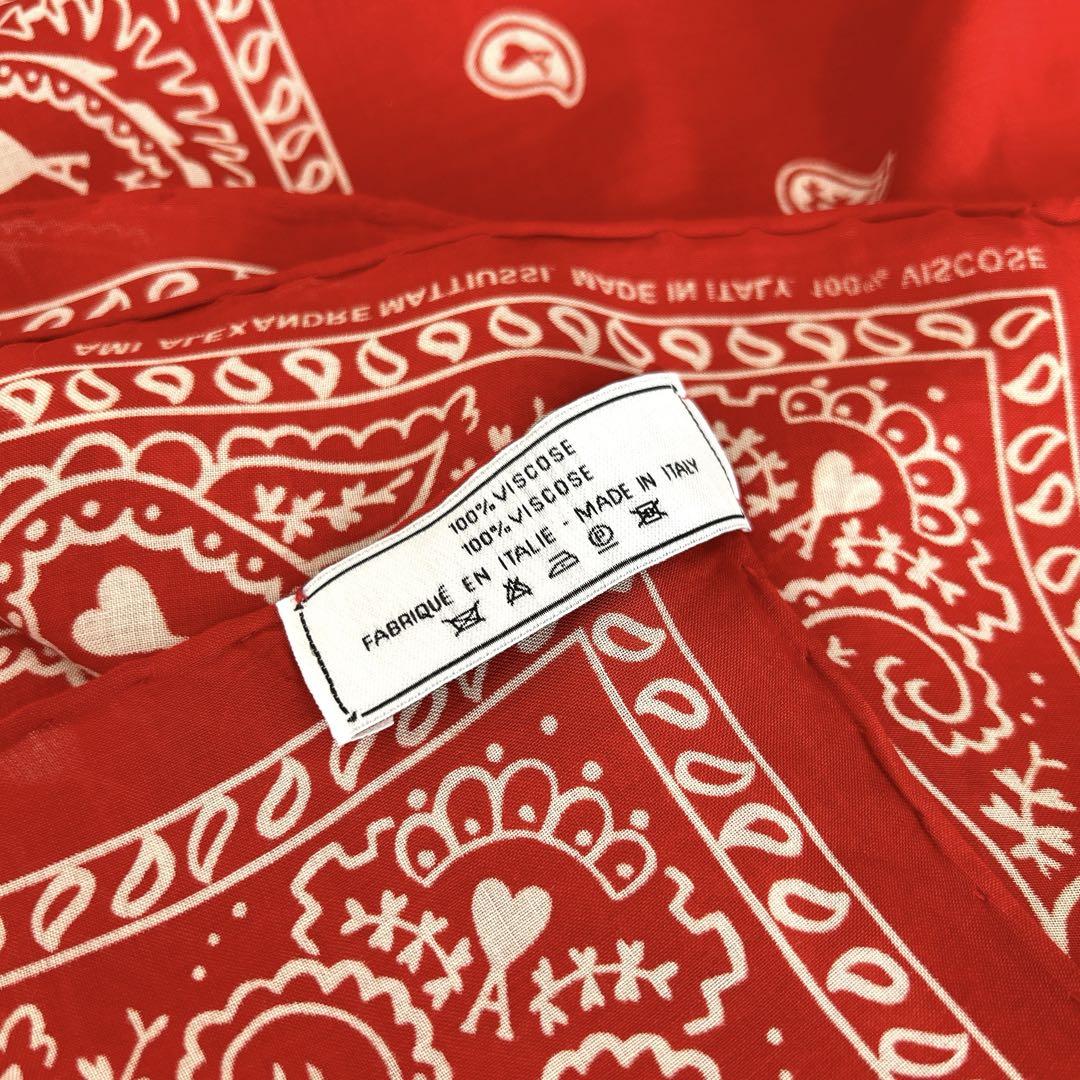美品【AMI PARIS】ペイズリー スカーフ レッドファッション 通販