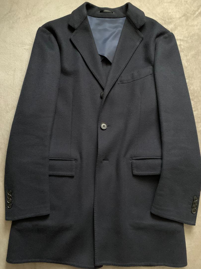 トゥモローランド チェスターコート 46 紺 BR guji HILTON 戸賀