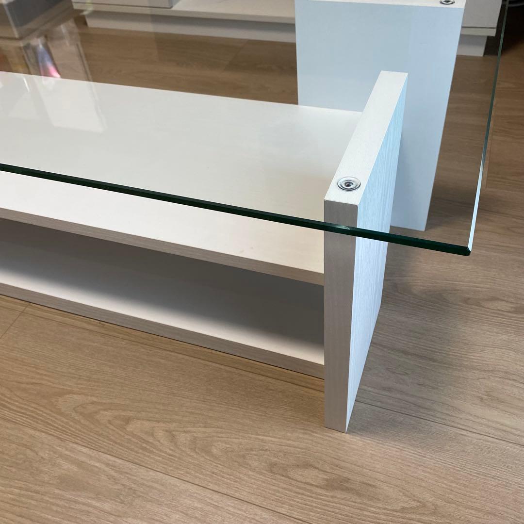 ガラステーブル リビングテーブル ローテーブル センターテーブル 四角 ２段やや傷や汚れあり MARWIL-DEMENAGEMENTS_CH