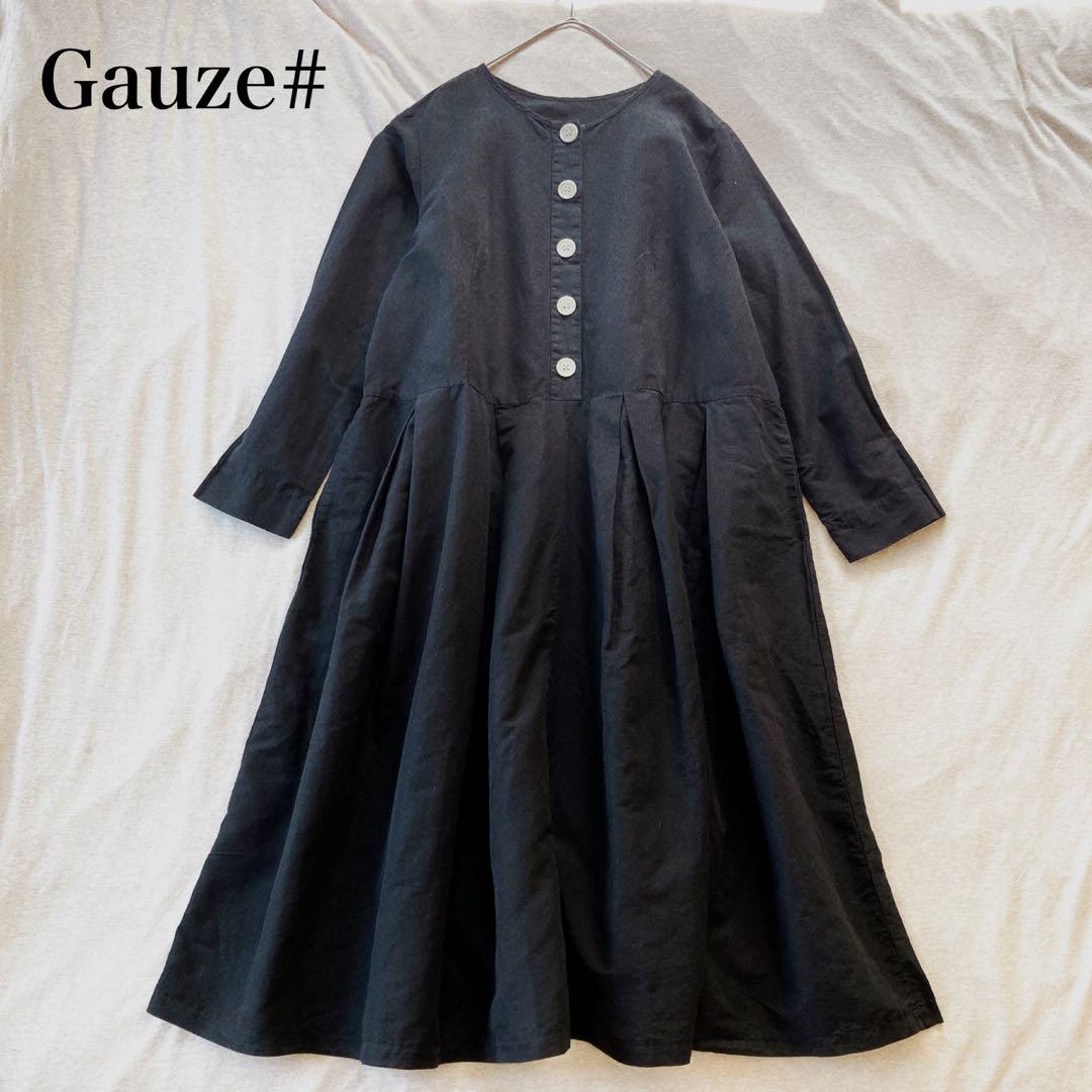 Gauze＊リネン×コットン2wayボックスプリーツワンピース ロングワンピース