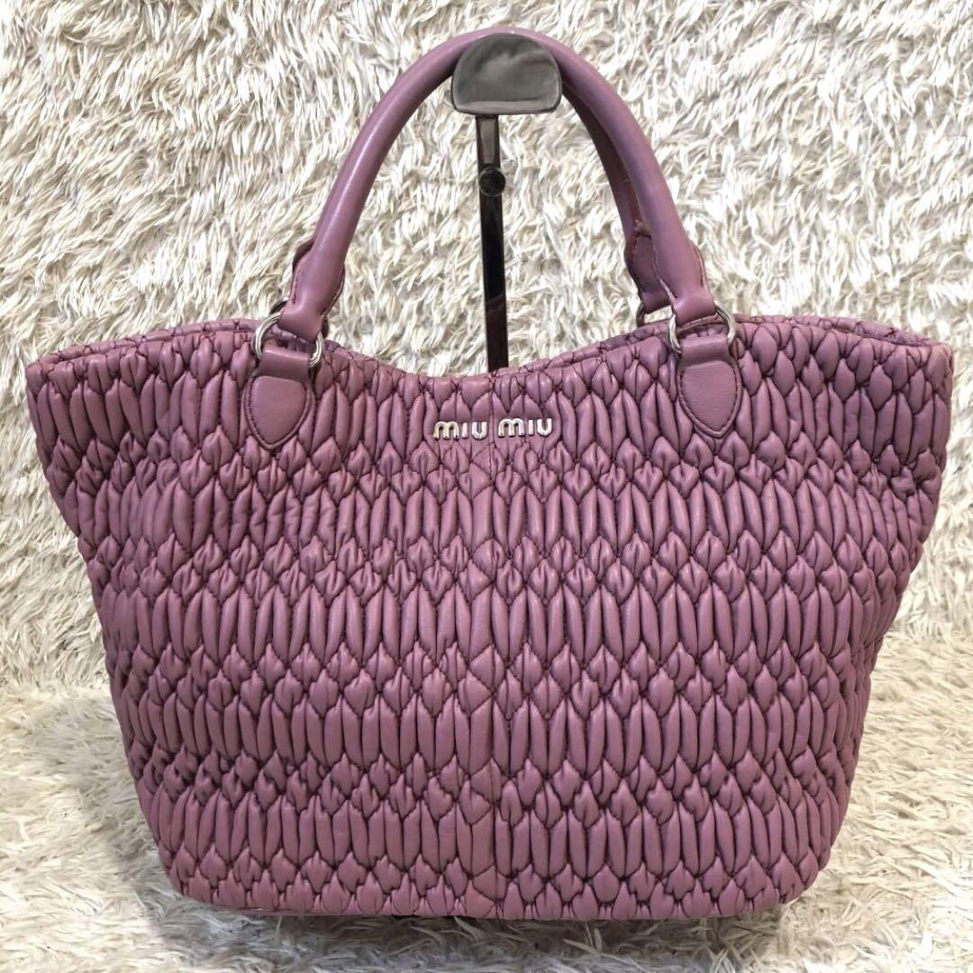 美品✨ミュウミュウ　2way レザー　ハンドバッグ　ショルダーバッグ　マテラッセ