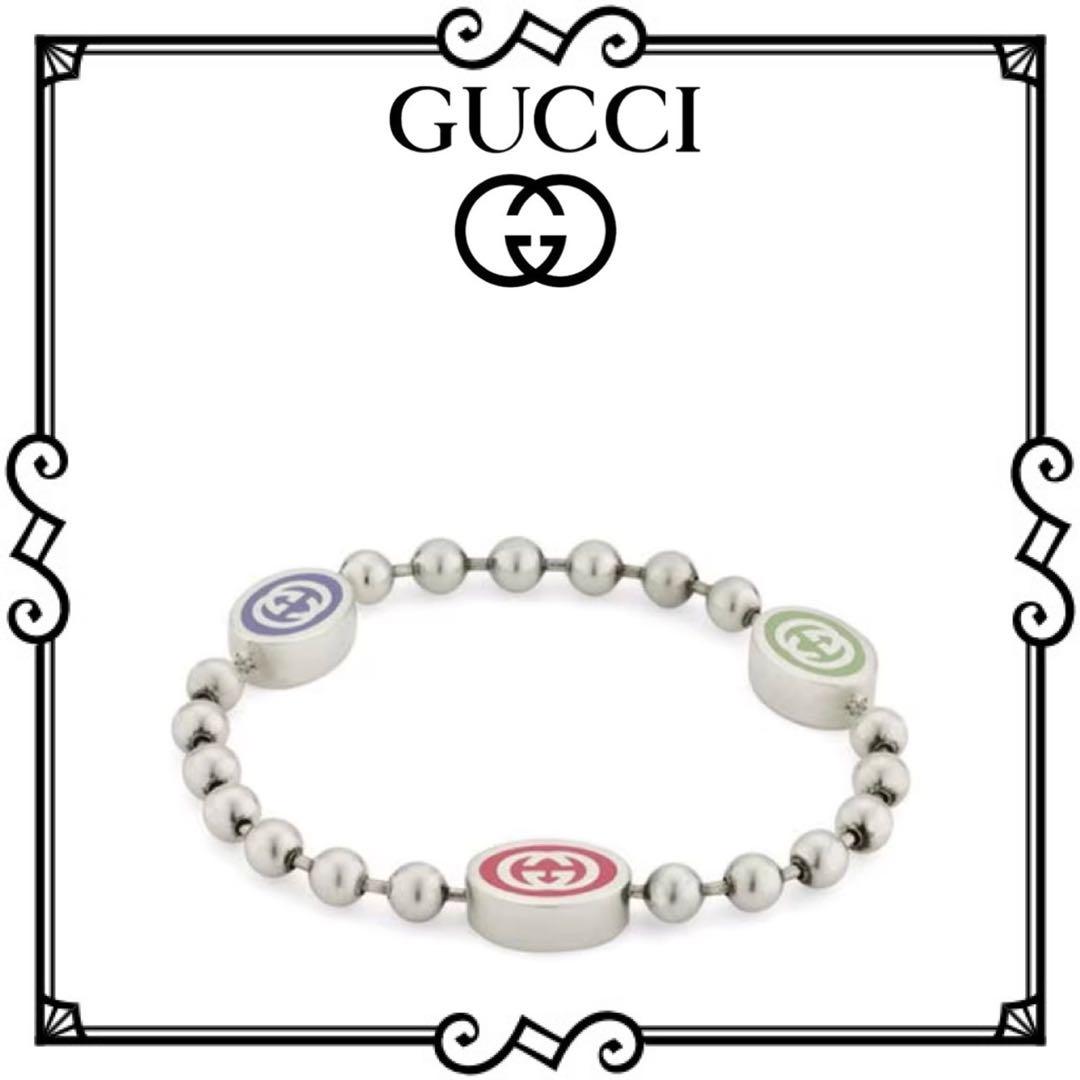 GUCCI ビーズブレスレット シルバー/マルチカラー