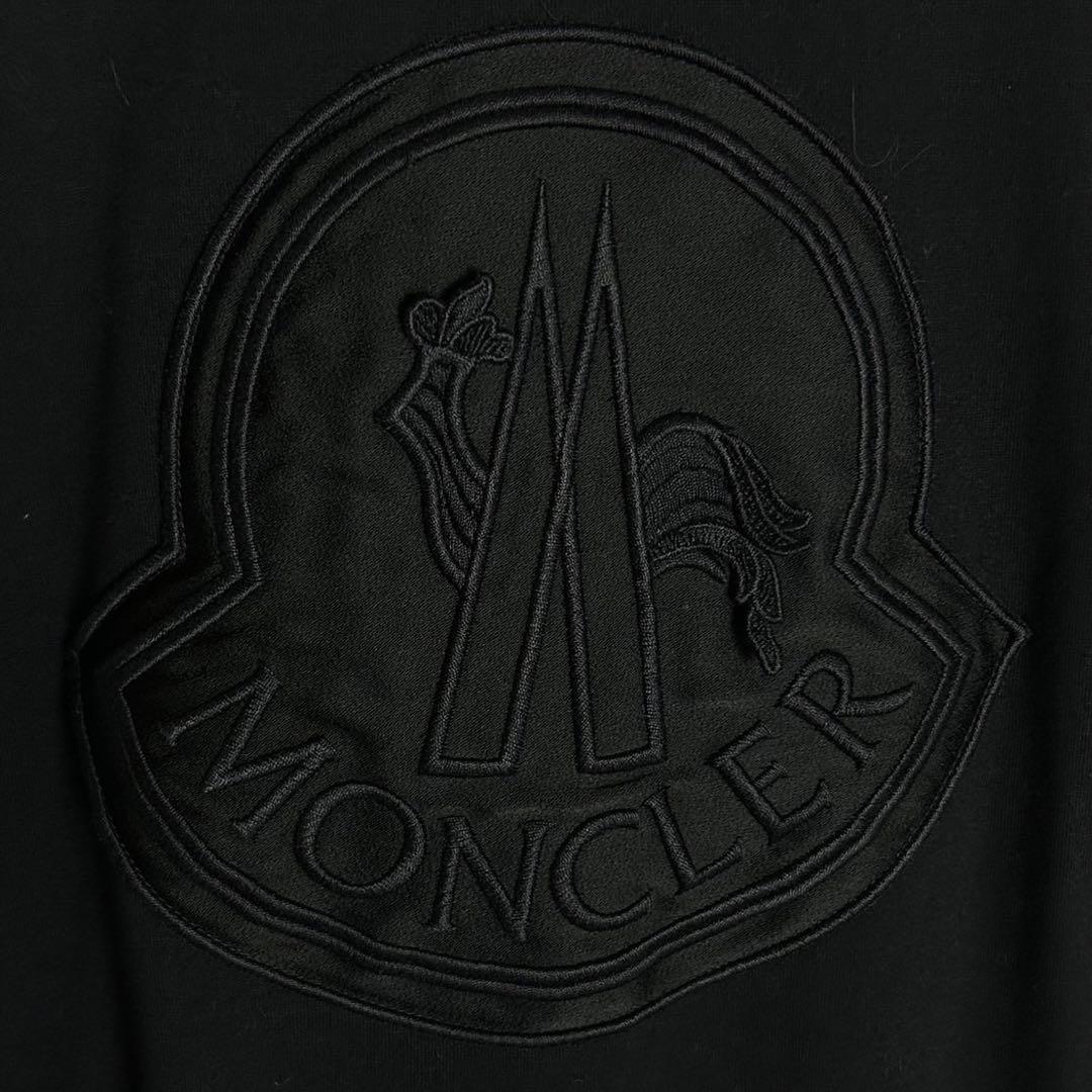 【人気Lサイズ】モンクレール☆ビッグ刺繍ロゴ入りTシャツ 定番ブラック 美品