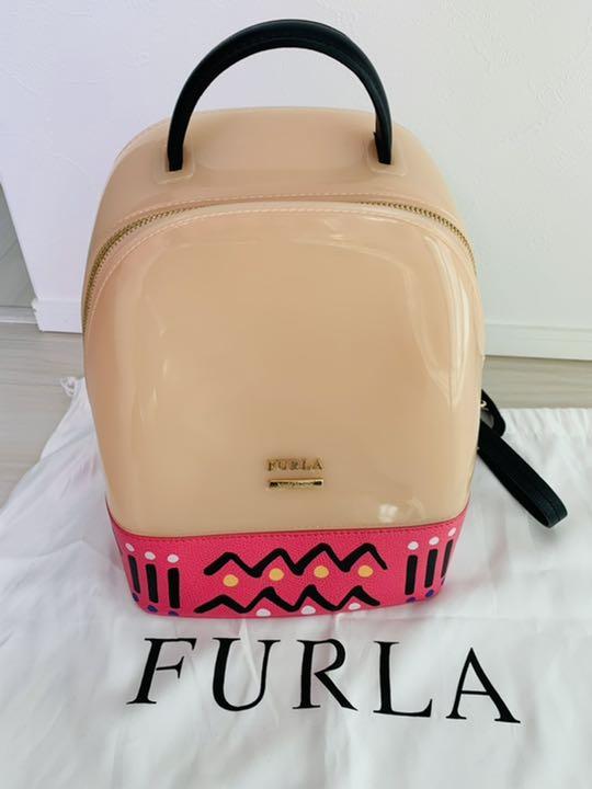 超美品 FURLA フルラ キャンディバッグ リュック レザー ピンク グレー