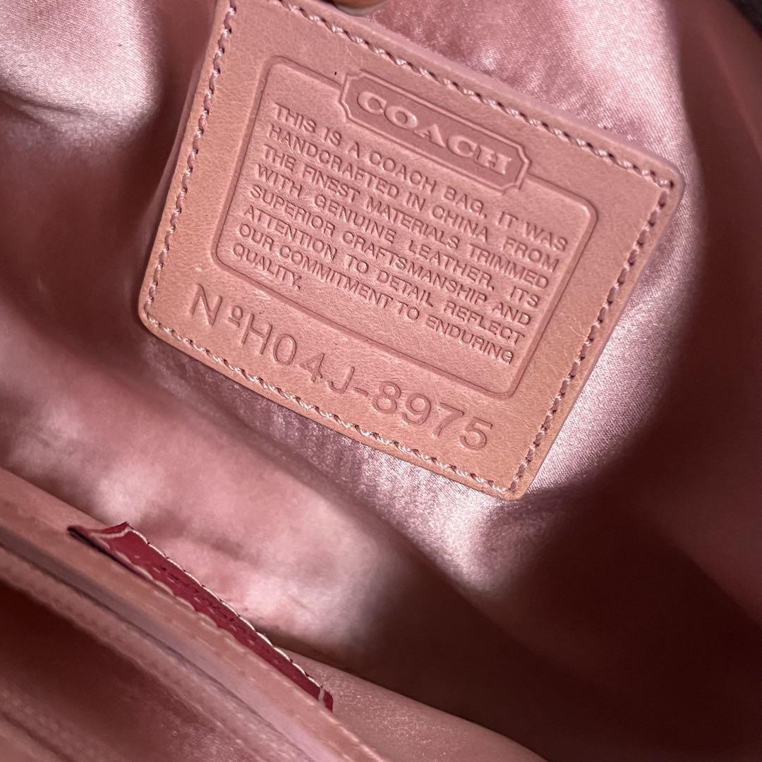 美品 COACH コーチ ミニ ハンドバッグ ラインストーン ナイロン ブラック