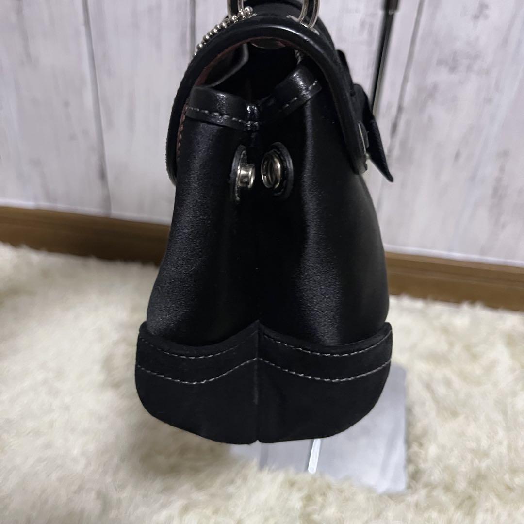美品 COACH コーチ ミニ ハンドバッグ ラインストーン ナイロン ブラック