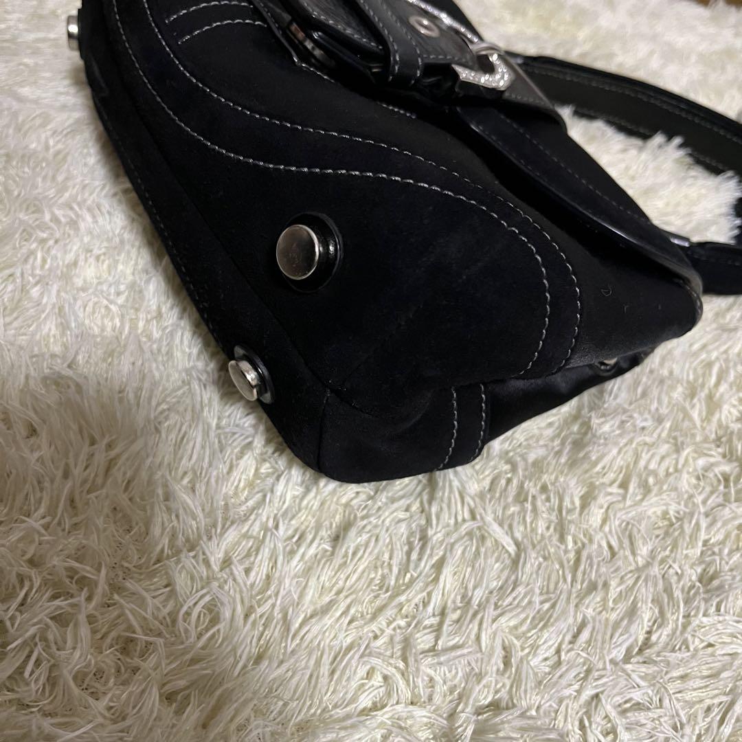 美品 COACH コーチ ミニ ハンドバッグ ラインストーン ナイロン ブラック