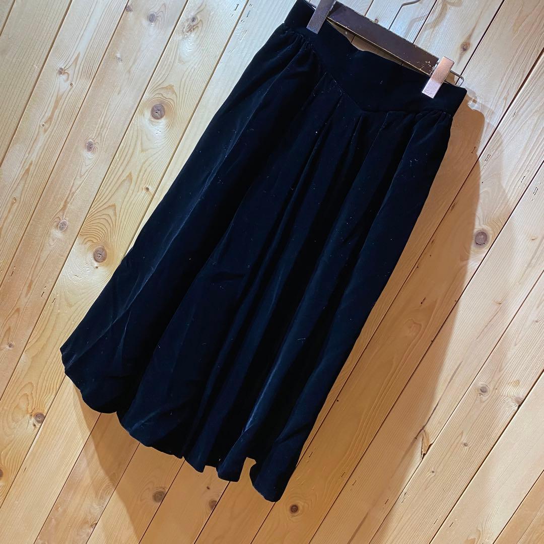 SS4854 ランチェッティ ベロア スカート 黒 ブラック 38