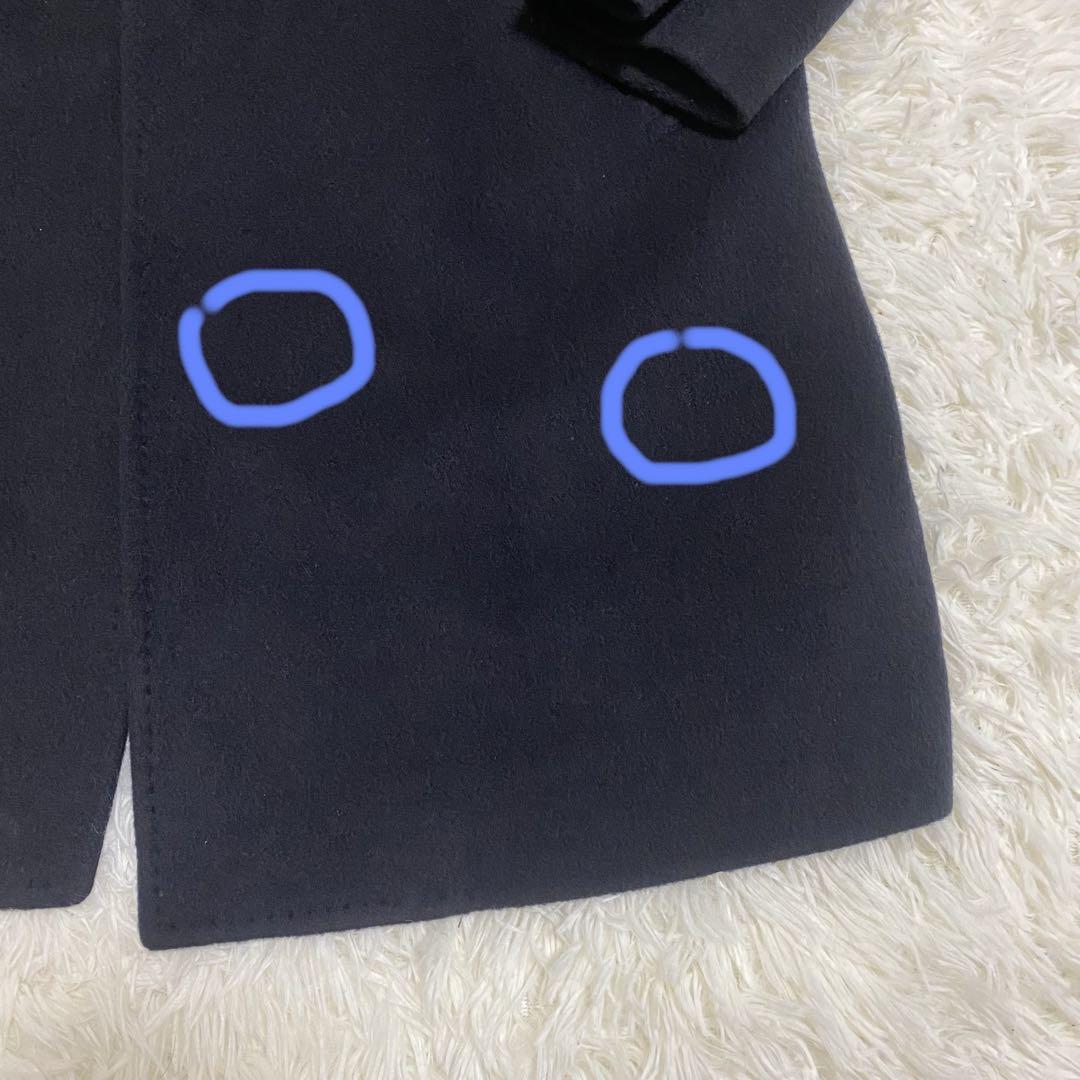 カシミヤ100% 比翼 ポールスチュアート 黒 ステンカラーコート L 三陽商会