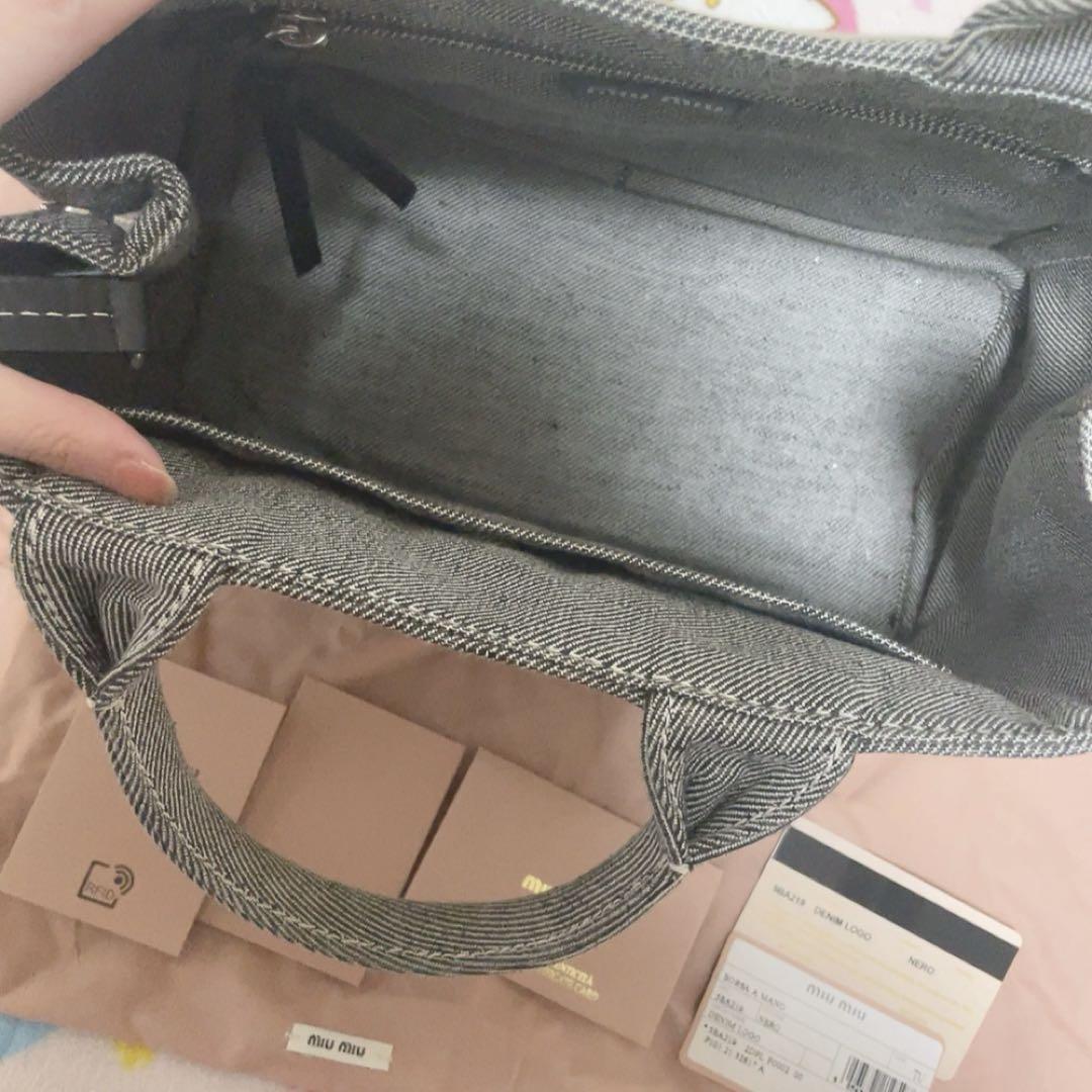 ♡♡ miumiu ジャカードロゴデニム トートバッグ ブラック