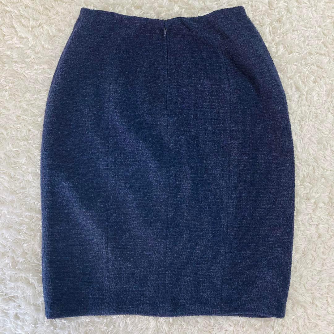 ★美品★シビラ★スカートスーツ★ツイード★ノーカラージャケット★ネイビー★M
