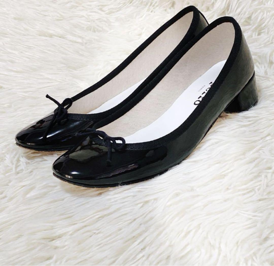 【美品】✨repetto カミーユ パンプス 太ヒール エナメル リボン 37