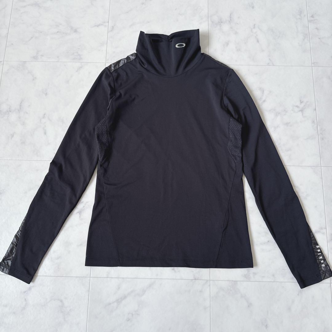 OAKLEY ハイネック 長袖 トップス 刺繍ロゴデザイン M ブラック