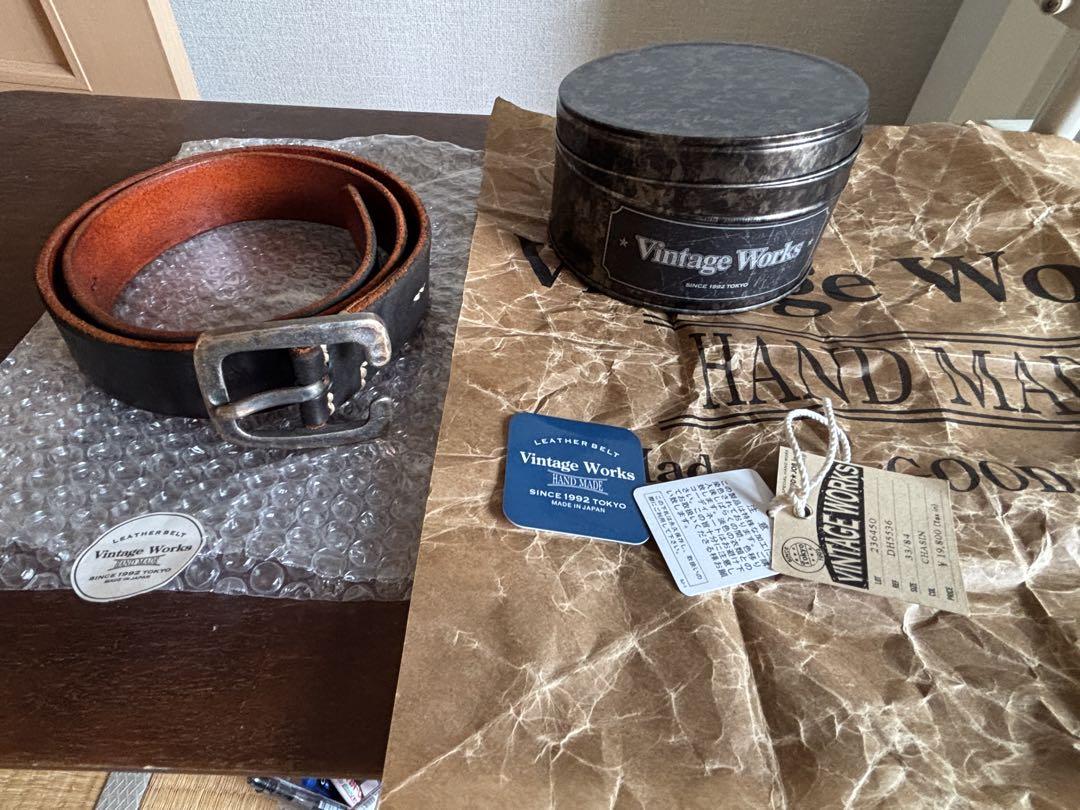 【茶芯】Vintage Works レザー ベルト ブラック