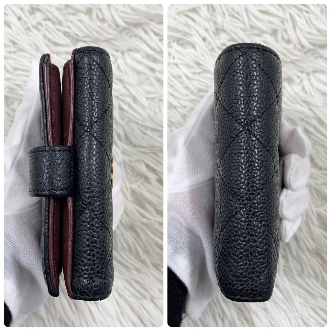 【✨極美品✨】シャネル 二つ折り財布 Wホック キャビアスキン ブラック 【✨極美品✨】シャネル 二つ折り財布 Wホック キャビアスキン ブラック