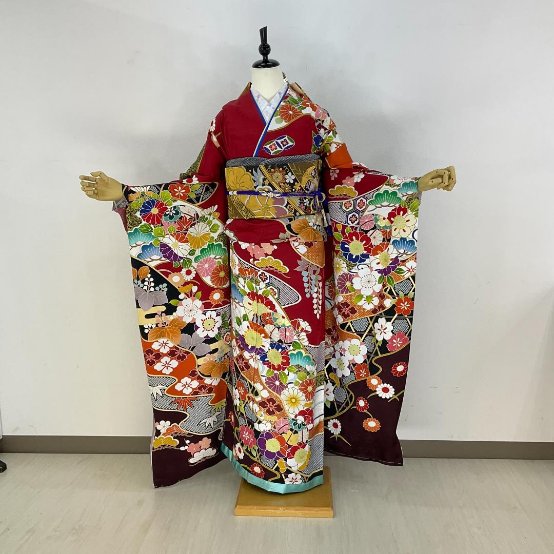 正絹お振袖10点フルセット トールサイズ ふくよかさん対応 お仕立て付き新品、♥