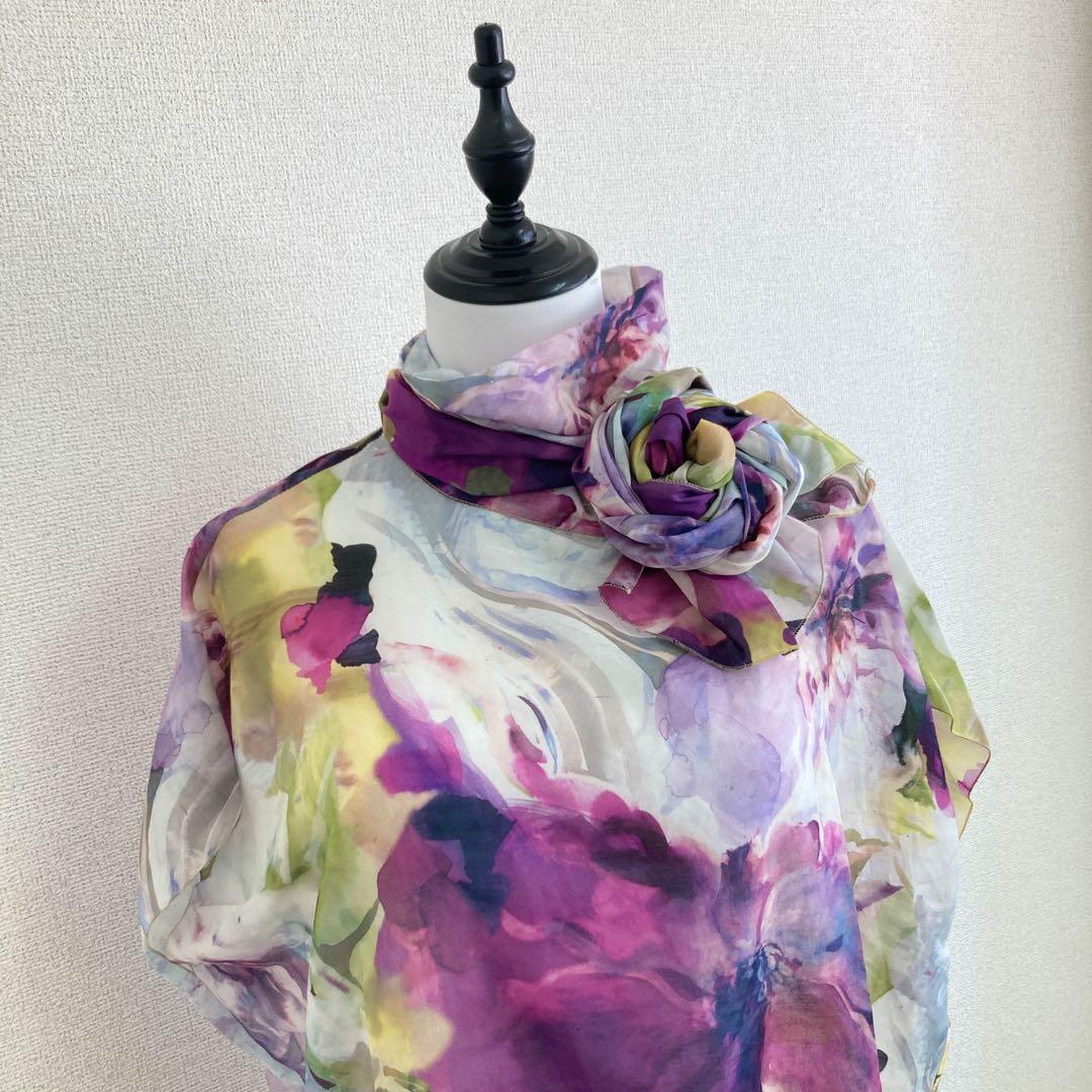 最終価格☆sartoria BASSANI ボウタイ リボン ブラウス 花柄