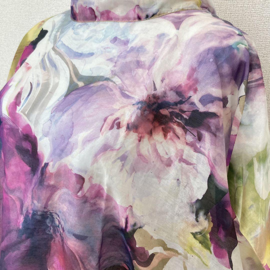 最終価格☆sartoria BASSANI ボウタイ リボン ブラウス 花柄