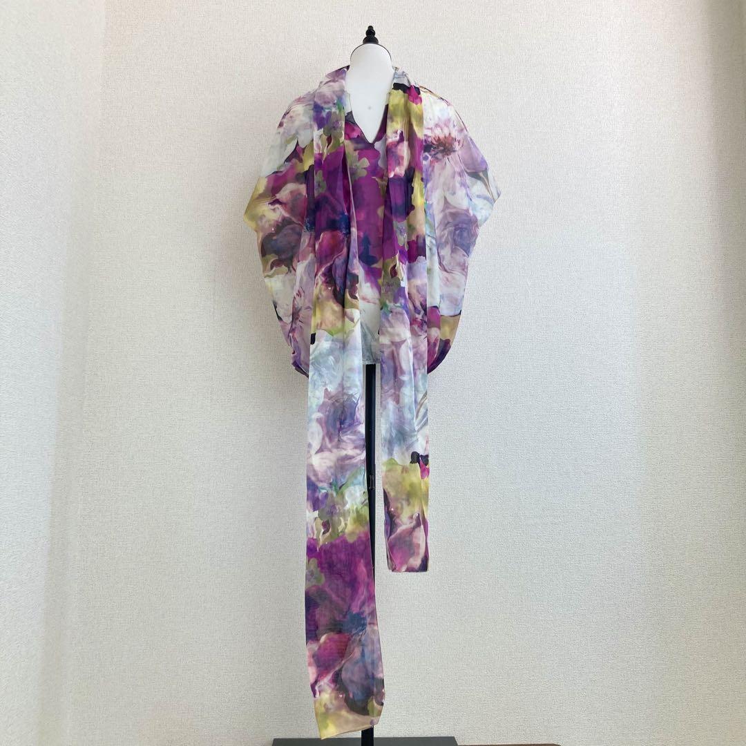最終価格☆sartoria BASSANI ボウタイ リボン ブラウス 花柄