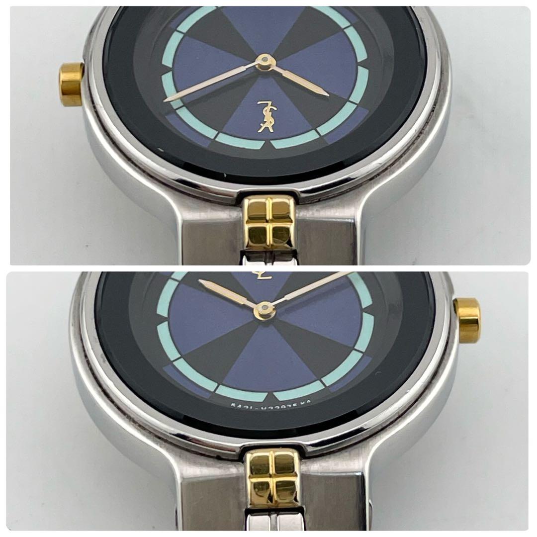 稼働/新品電池】イヴサンローラン 希少 ロゴ 腕時計 ネイビー