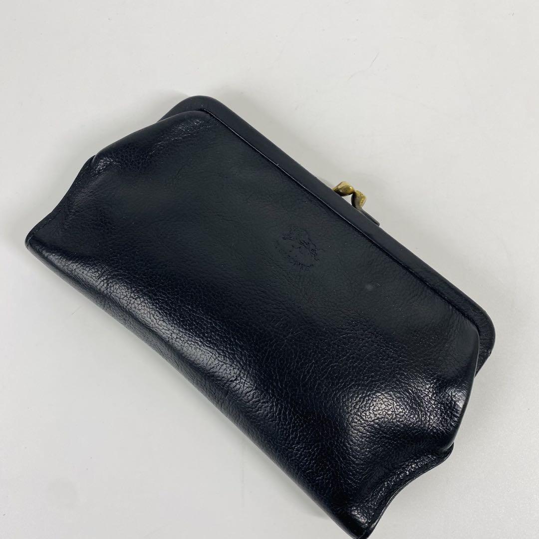 イルビゾンテ　IL BISONTE　 長財布　ロングウォレット　がま口　黒