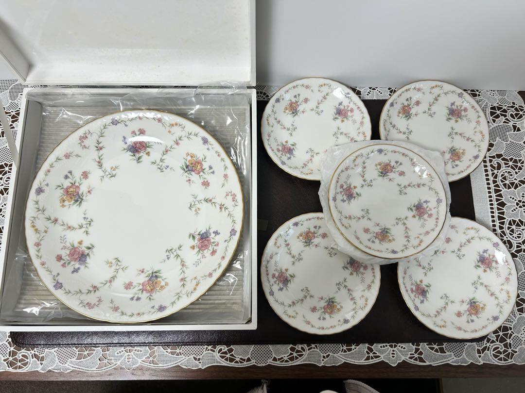 未使用品ノリタケPAVIA パビア花柄プレート皿大皿 小皿 ピンク紫