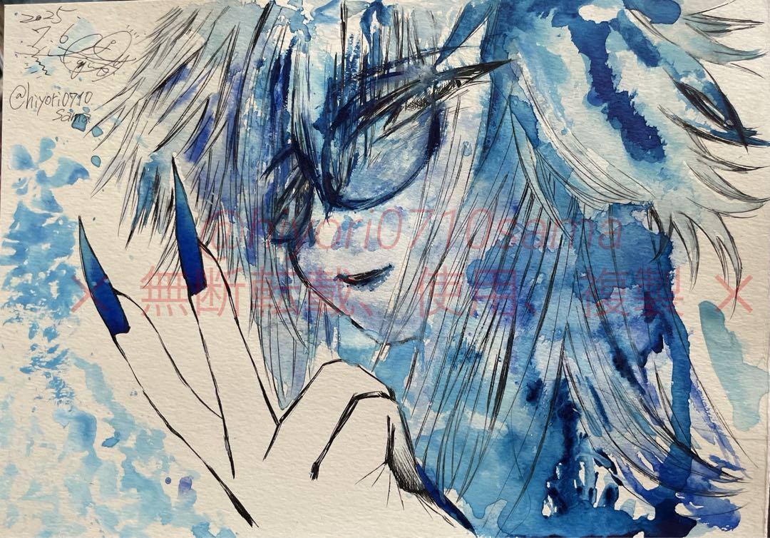 512】 オリジナル 手描きイラスト OC オオカミさん 水彩画 原画