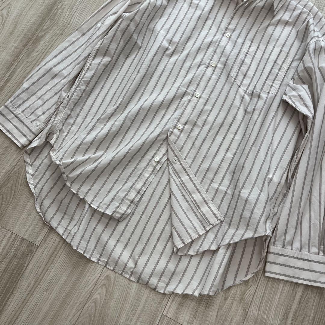 【美品】23SS WEWILL DT SHIRT ストライプシャツ ホワイト L