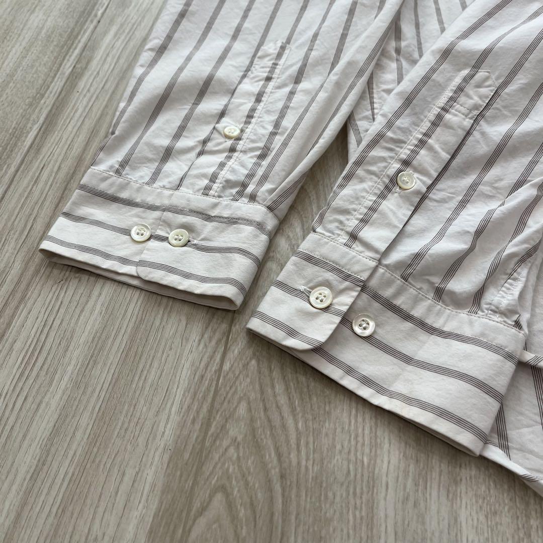 【美品】23SS WEWILL DT SHIRT ストライプシャツ ホワイト L