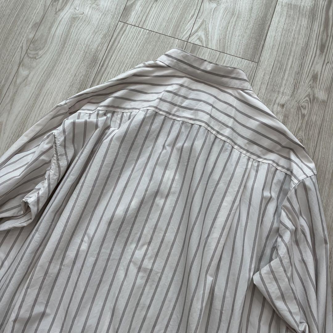 【美品】23SS WEWILL DT SHIRT ストライプシャツ ホワイト L