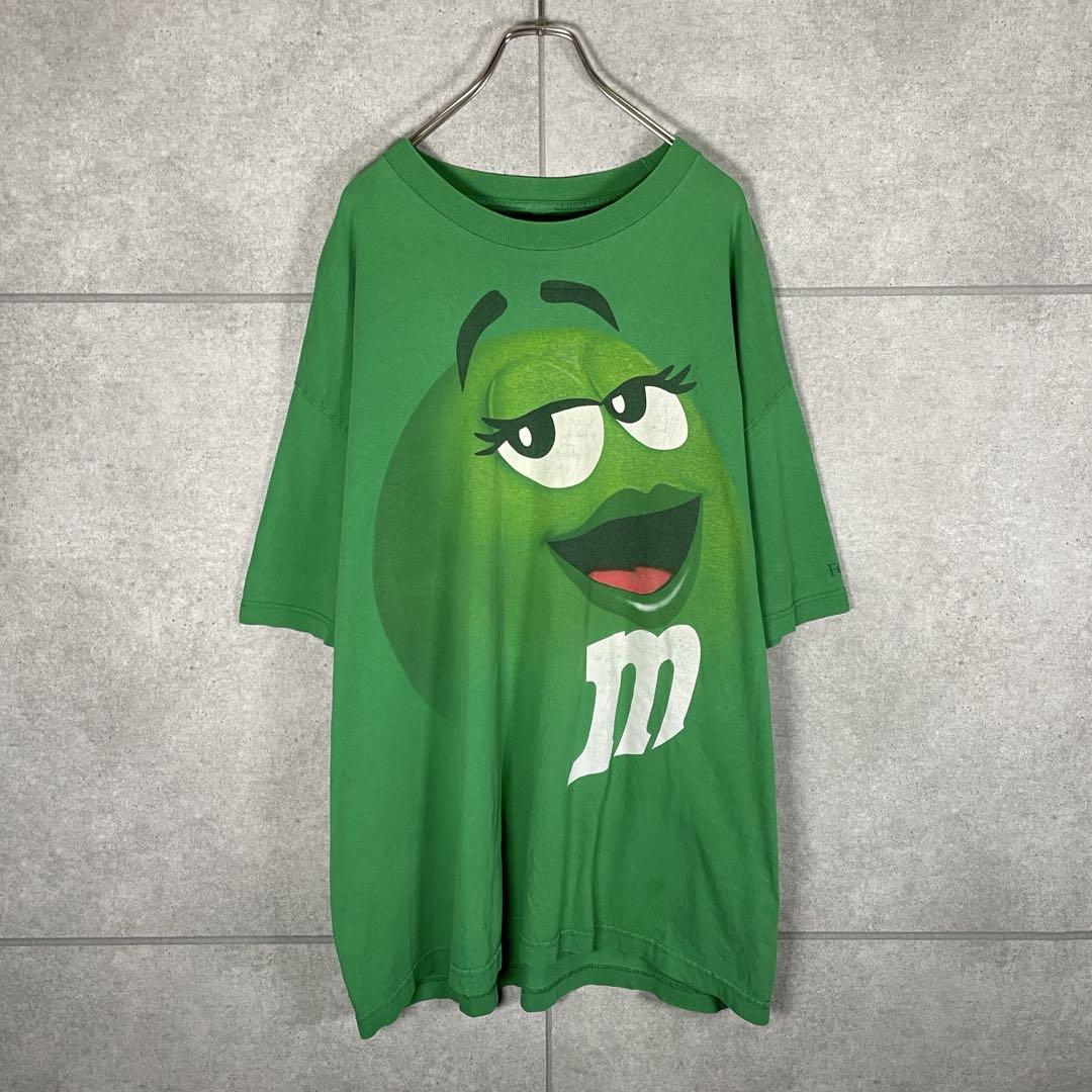 M&M's　Tシャツ　チョコレート　キャラ　プリント　アメリカ企業　グリーン