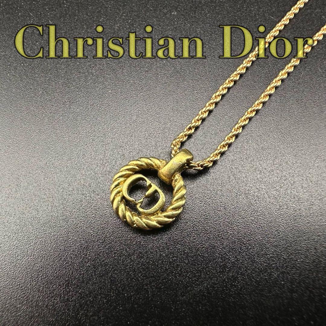 美品✨ Dior ネックレス CD ロゴ ラインストーン 希少 刻印 080