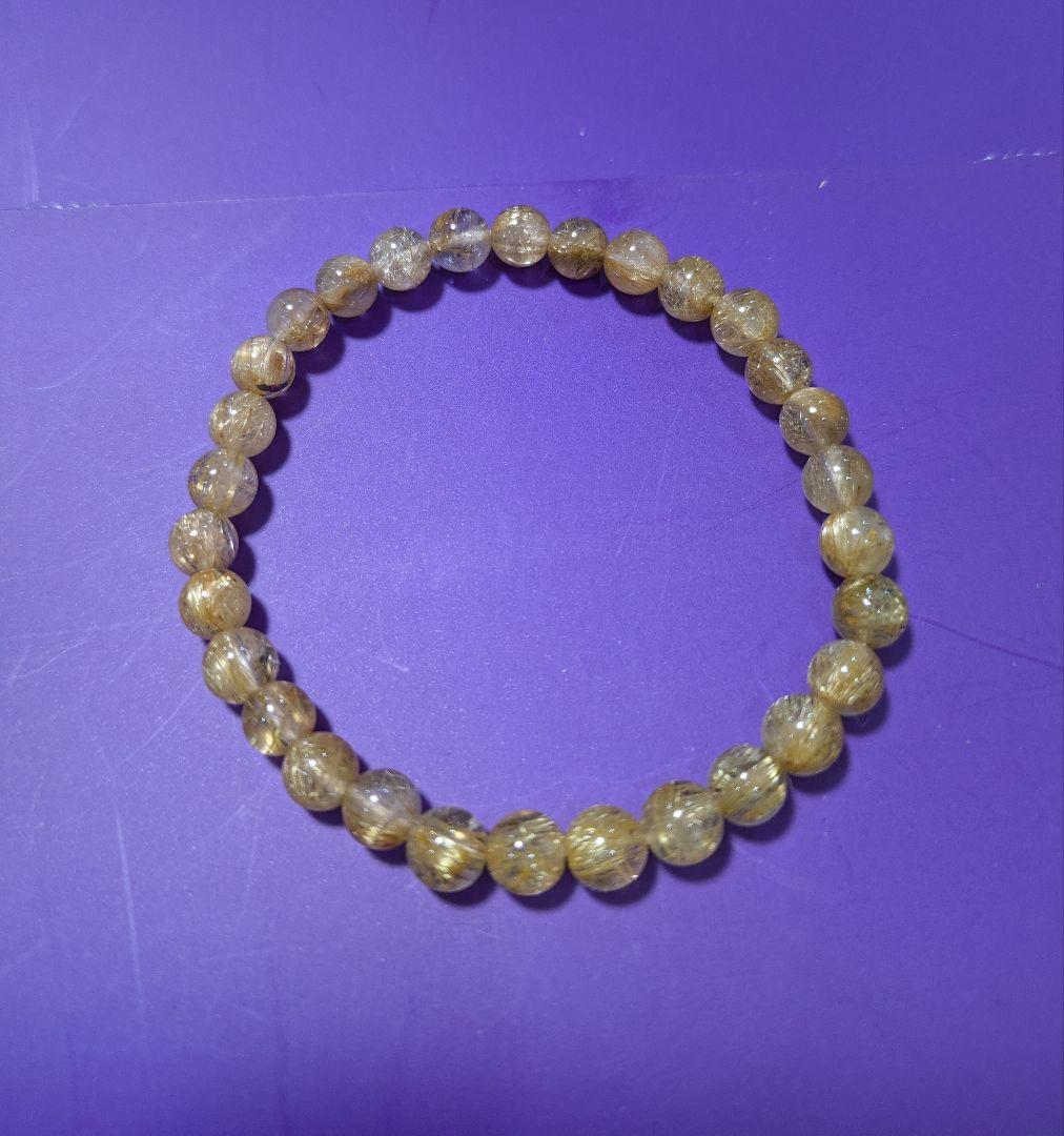 太針 ルチルクォーツ ブレスレット 約7.0㎜ ブレス長さ17cm 男女兼用