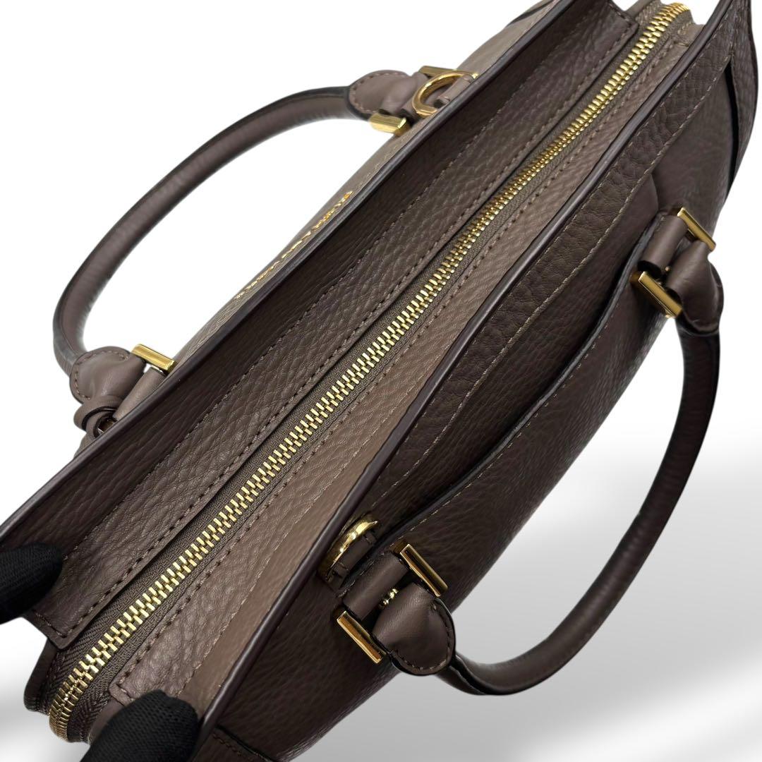 【美品】マイケルコース コリンズ　ボストン型　トートバッグ　シボ革　グレージュ