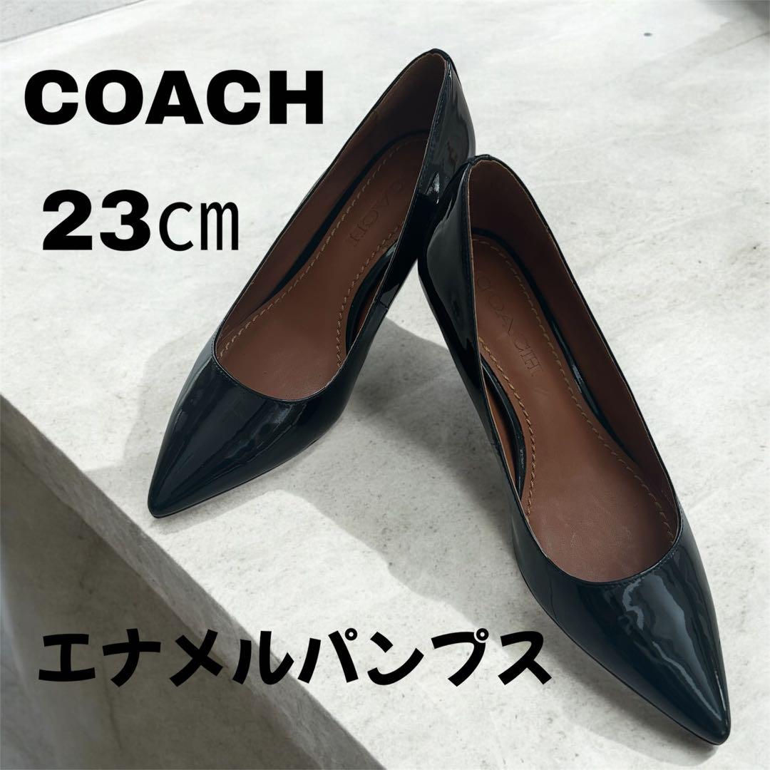 韓国 ファッション通販 COACH ハイヒール36.5 ポインテッドトゥ 黒 靴