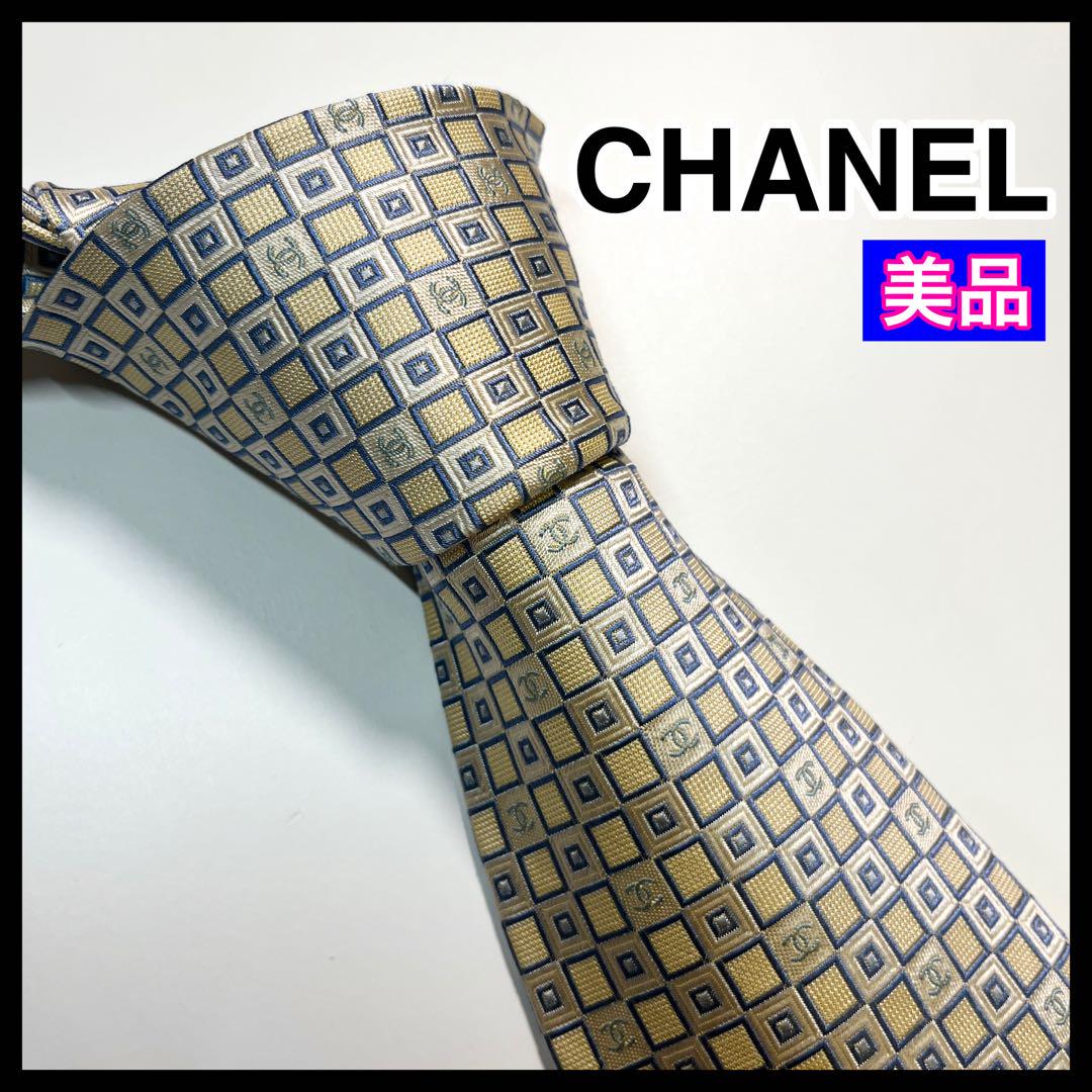 CHANEL シャネル 高級シルクネクタイ DOGココ イタリア製 箱付き✨ ✨美品✨ CHANEL シャネル ネクタイ 高級シルク ココマーク