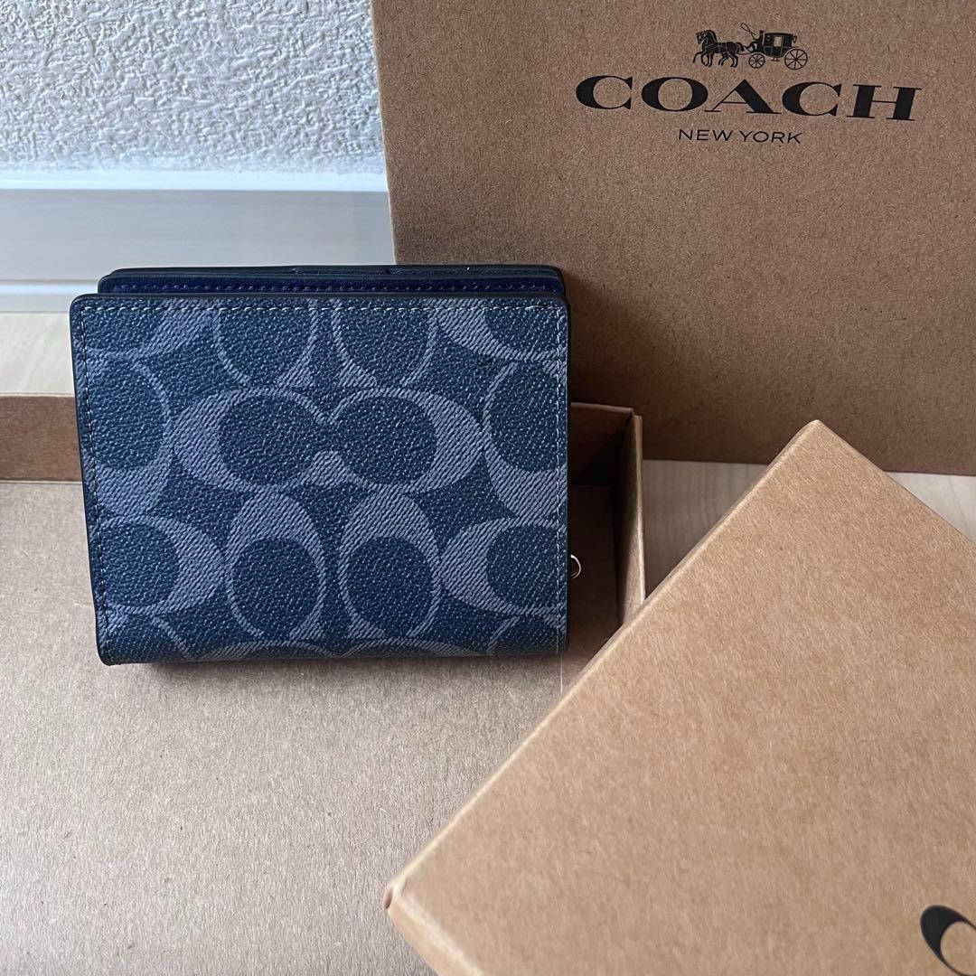 残りわずか】 COACH コーチ 財布 シグネチャー デニム ブルー