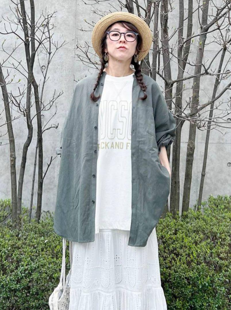 最新の激安 ニコアンド こなれバンドカラーシャツ erinkoさんプロデュース トップス