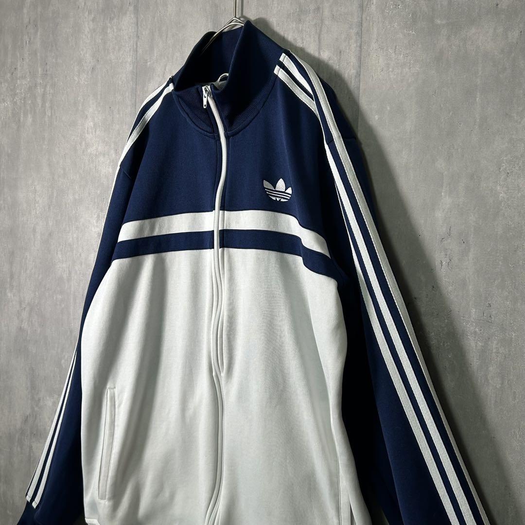 adidas 希少カラー トラックジャケット 白 紺 L
