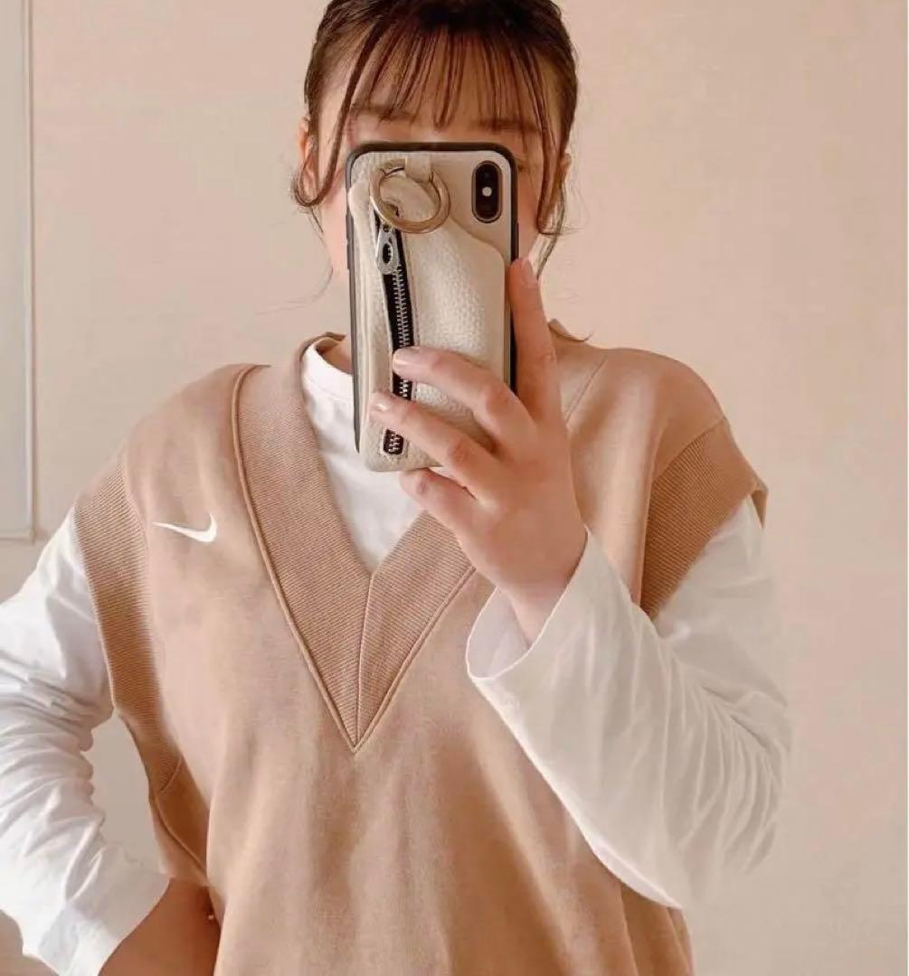 S 新品 ナイキ スウェット ベスト オーバーサイズ フリース ベージュ