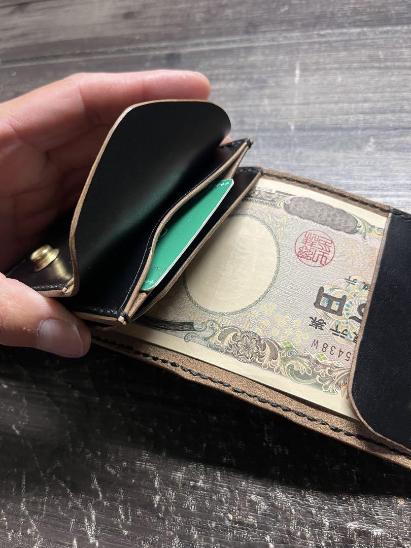 HORWEENクロムエクセルレザー　二つ折りコンパクトトラッカーウォレット