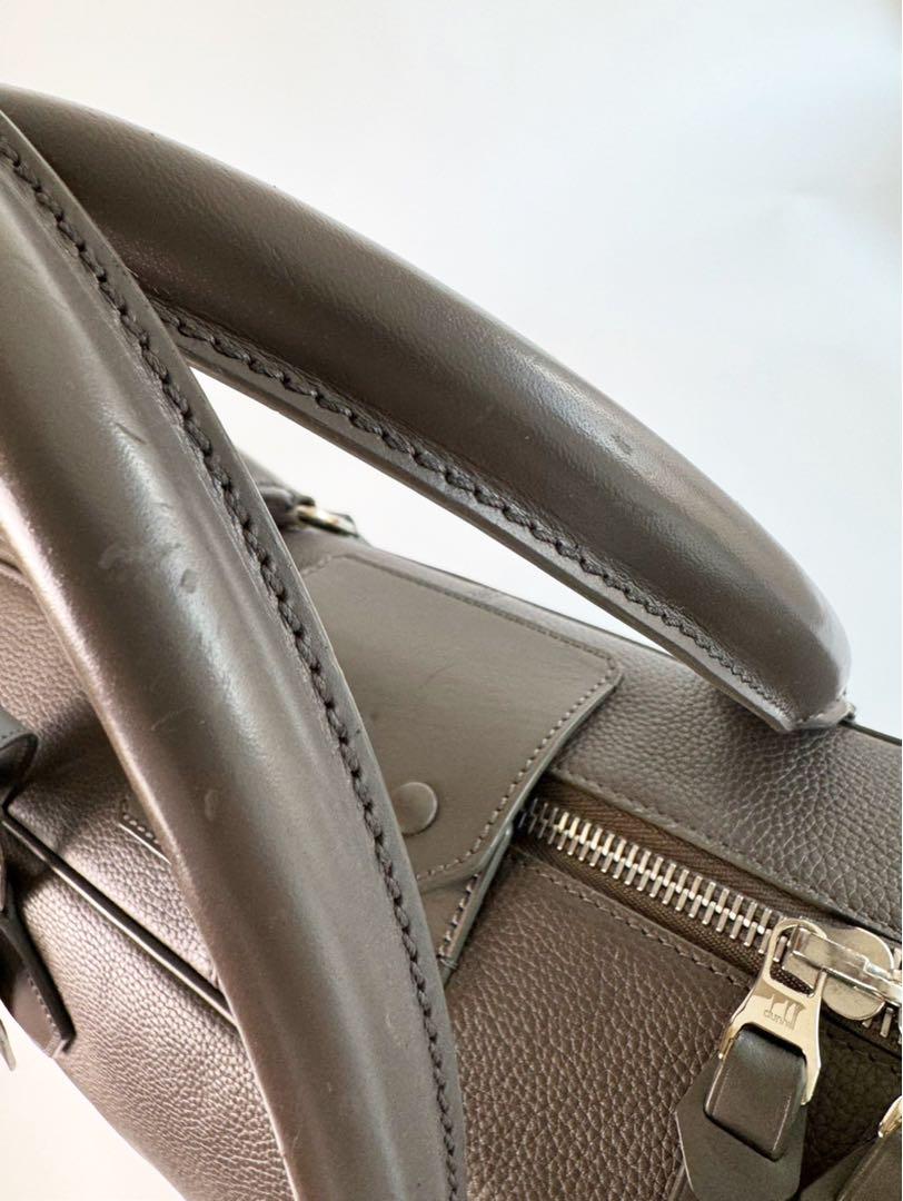 dunhill ダンヒル ボストンバッグ トラベルバッグ オールレザー グレー