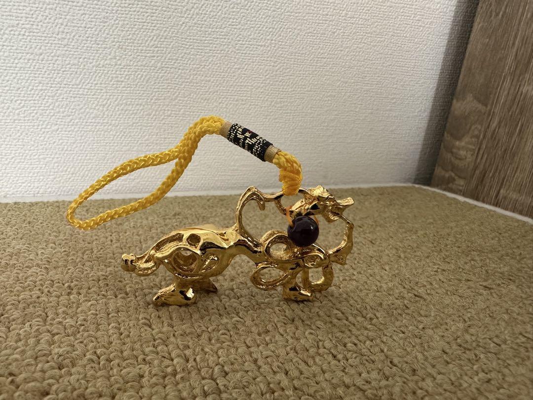 金色ドラゴン置物 ストラップ付き