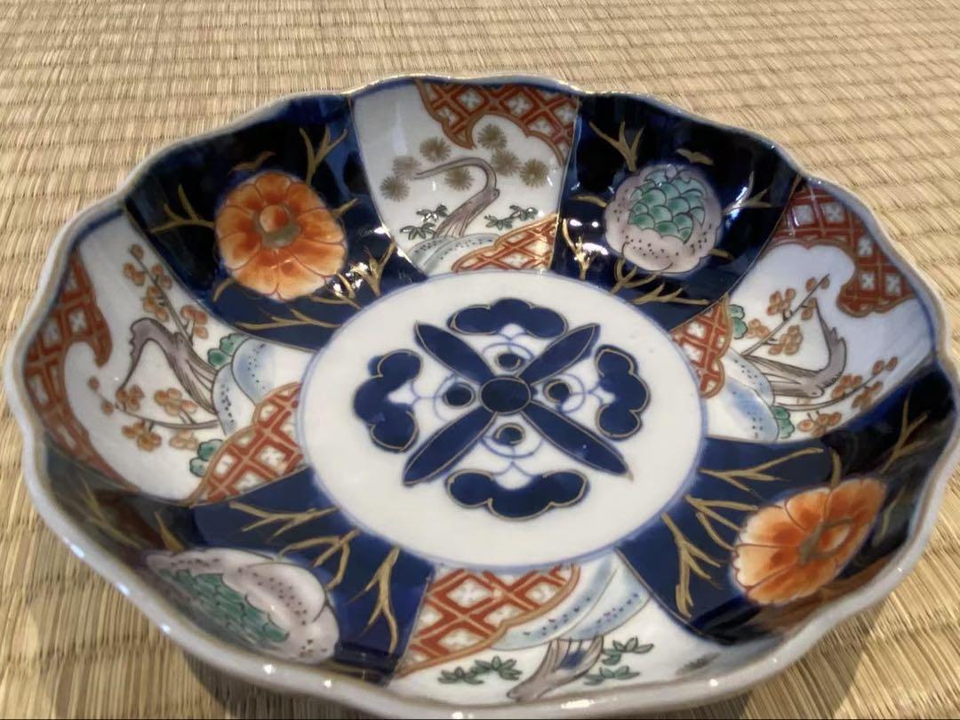 古伊万里 染付色絵金彩 宝 松梅文 皿 19客 江戸〜明治期 向付 懐石料理道具