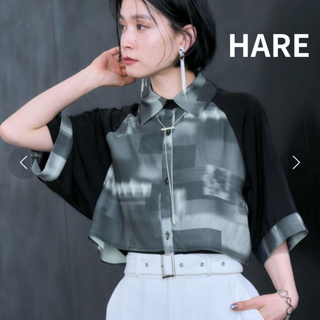 【美品】HARE ハレ ガラキリカエシャツ ブラック フリー